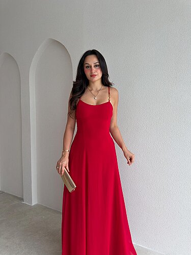 RAİKA Maxi Elbise 4106 - Kırmızı - 2