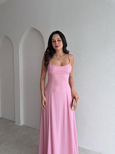 RAİKA Maxi Elbise 4106 - Pudra - 2