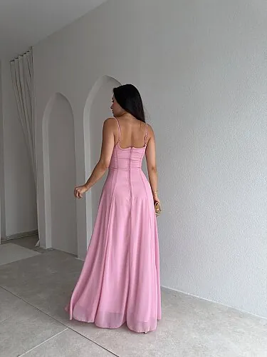 RAİKA Maxi Elbise 4106 - Pudra - 3
