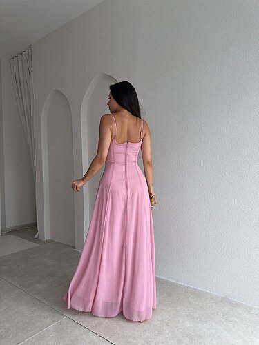 RAİKA Maxi Elbise 4106 - Pudra - 3