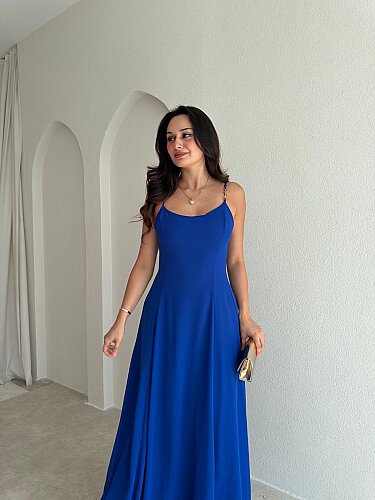RAİKA Maxi Elbise 4106 - Saks Mavisi - 2