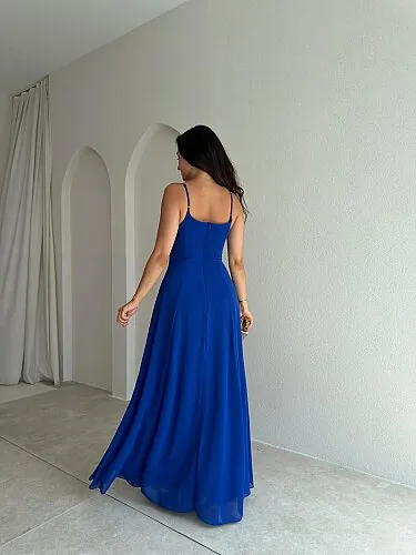 RAİKA Maxi Elbise 4106 - Saks Mavisi - 3