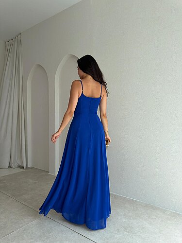 RAİKA Maxi Elbise 4106 - Saks Mavisi - 3