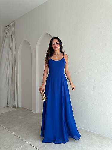 RAİKA Maxi Elbise 4106 - Saks Mavisi - 1