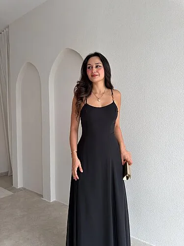  RAİKA Maxi Elbise 4106 - Siyah - 2