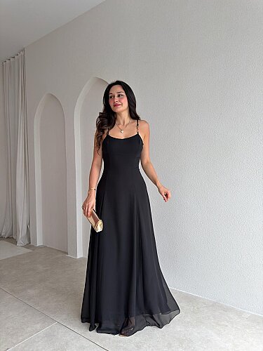 RAİKA Maxi Elbise 4106 - Siyah - 1