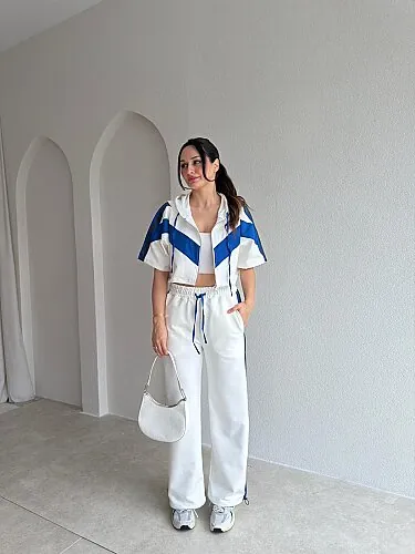 RAVELLA Şerit Detaylı Takım 3729 - Beyaz - Mooi Butik