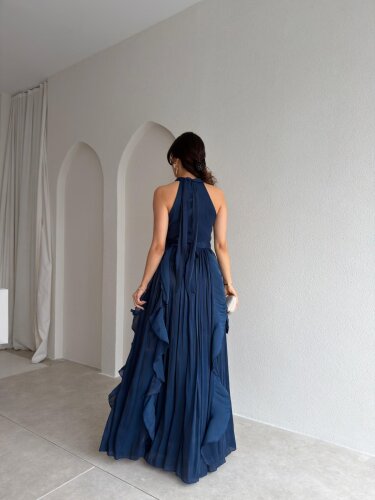 REBECA Halter Yaka Maxi Elbise 3772 - Lacivert - 3