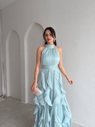 REBECA Halter Yaka Maxi Elbise 3772 - Mint - 2