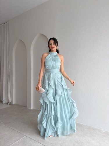 REBECA Halter Yaka Maxi Elbise 3772 - Mint 