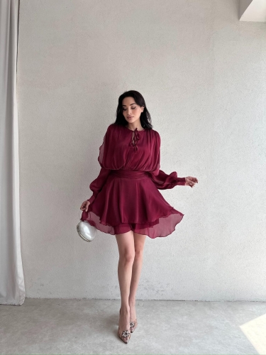 REOSA Mini Elbise 5463 - Bordo - 2