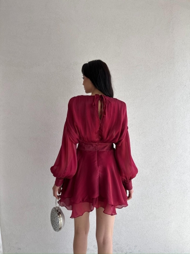 REOSA Mini Elbise 5463 - Bordo - 3