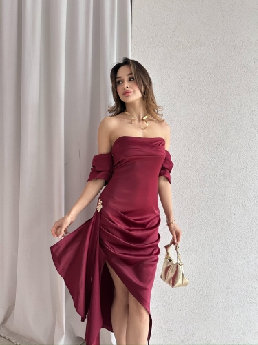 RİNNA Midi Elbise 4728 - Bordo · 3