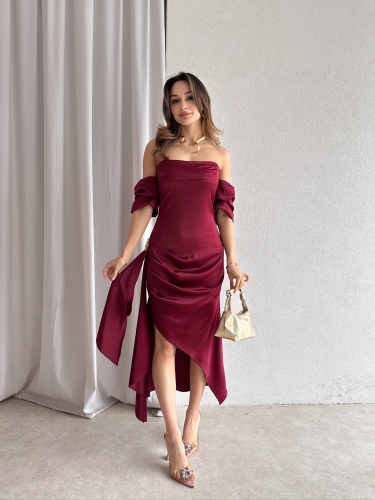 RİNNA Midi Elbise 4728 - Bordo · 4