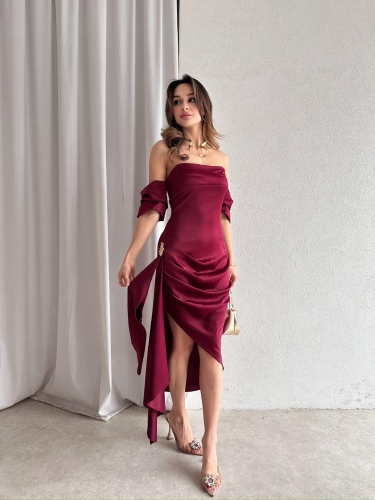 RİNNA Midi Elbise 4728 - Bordo · 5