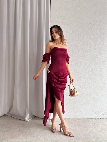 RİNNA Midi Elbise 4728 - Bordo · 6