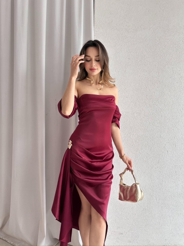 RİNNA Midi Elbise 4728 - Bordo · 7