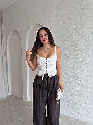 RİPA Dantel Detaylı Bluz 3736 - Beyaz - 1
