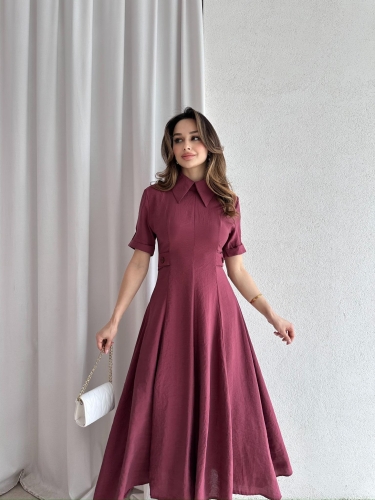 RİXOS Midi Elbise 4547 - Bordo - 2