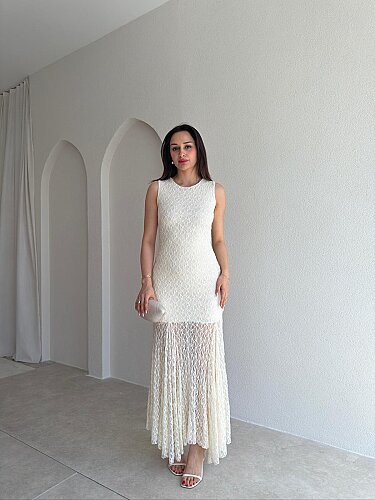 RODRİ Midi Elbise 1254 - Krem Rengi - 1