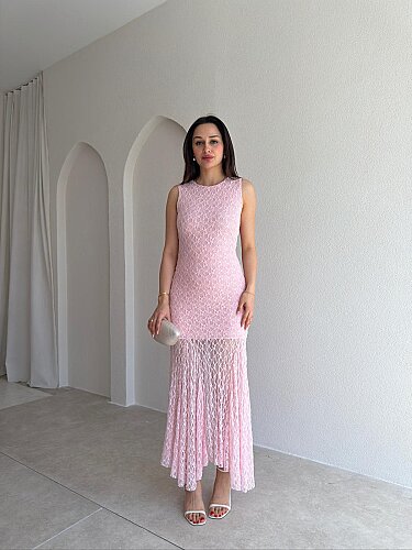 RODRİ Midi Elbise 1254 - Pembe - Mooi Butik