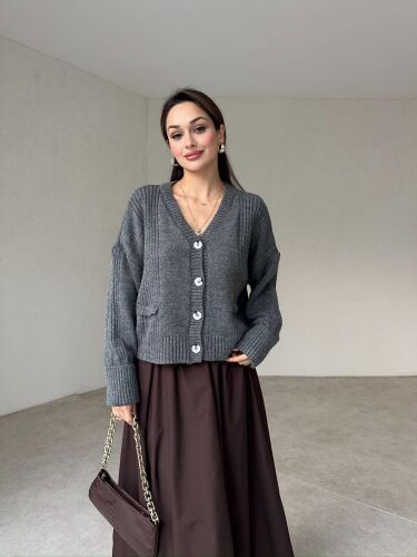 RONWA Hırka 5252 - Gri - Mooi Butik