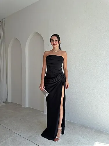  ROSETTA Maxi Elbise 4130 - Siyah - Mooi Butik