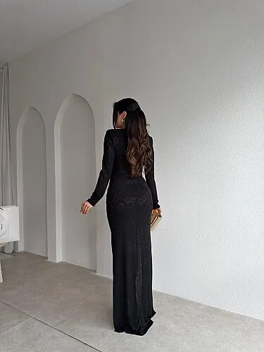 SAMİRA Maxi Elbise 4335 - Siyah - 3