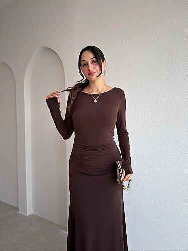 SAMUEL Maxi Elbise 4158 - Acı Kahve - 2
