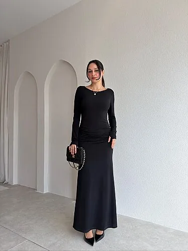  SAMUEL Maxi Elbise 4158 - Siyah - Mooi Butik