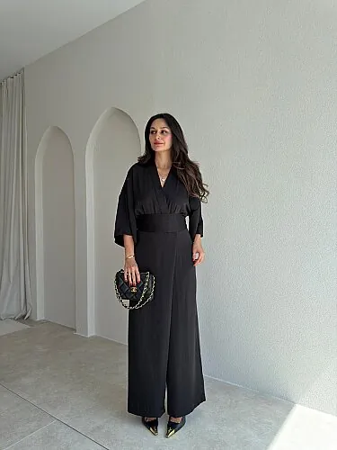  SANDER Kuşaklı Tulum 4115 - Siyah - Mooi Butik