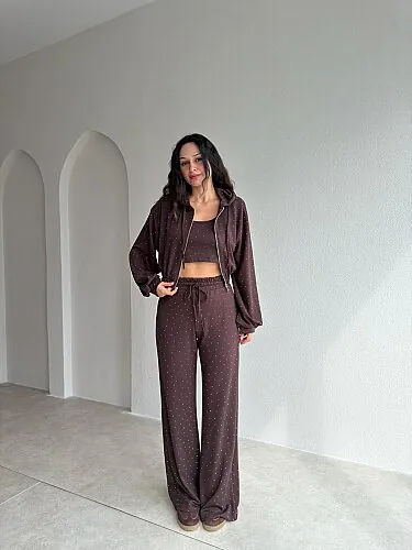 SASHA Taşlı Takım 4332 - Acı Kahve - 1