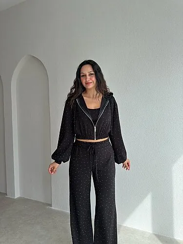 SASHA Taşlı Takım 4332 - Siyah - 2