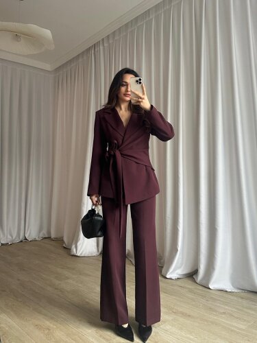 SAVAGE Kuşaklı Takım 8762 - Bordo - 3