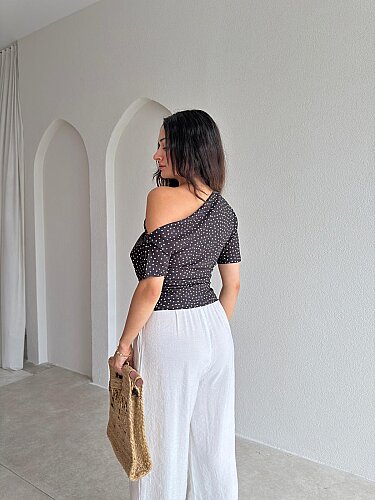 SELGE Puantiyeli Bluz 3048 - Siyah - 2