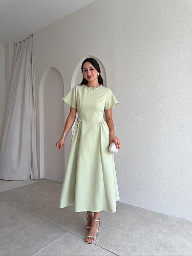 SENORİTA Taş Detaylı Midi Elbise 3769 - Mint - 2