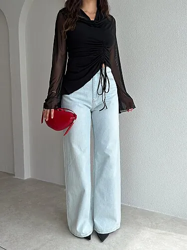 SHERLO Wide Leg Jean 4163 - Buz Mavisi - Mooi Butik (1)
