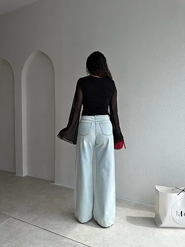 SHERLO Wide Leg Jean 4163 - Buz Mavisi - 3