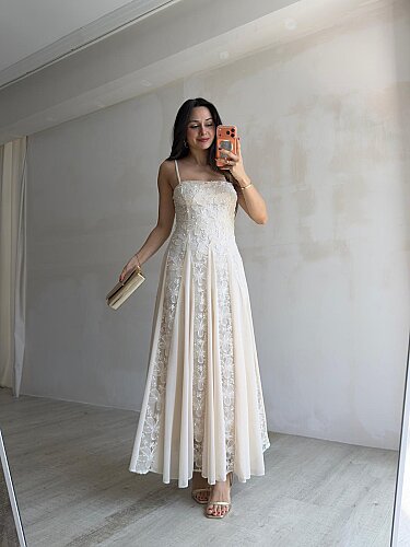 SİENA Maxi Elbise 5894 - Krem - 3