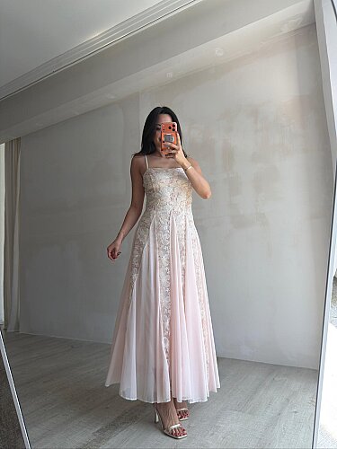 SİENA Maxi Elbise 5894 - Pudra - 3