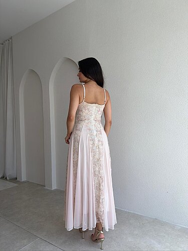 SİENA Maxi Elbise 5894 - Pudra - 4