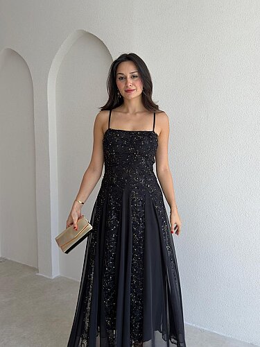 SİENA Maxi Elbise 5894 - Siyah - 2