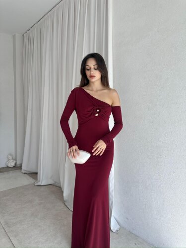 SİLLA Maxi Elbise 8595 - Bordo