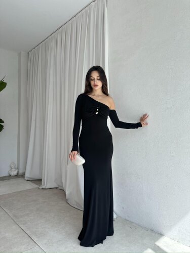 SİLLA Maxi Elbise 8595 - Siyah