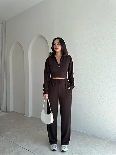 SİLVA Yarım Fermuarlı Takım 4183 - Acı Kahve - Mooi Butik