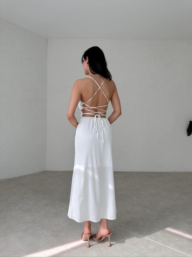 Sırt Dekolteli Midi RODOLF Elbise 5644 - Beyaz · 5