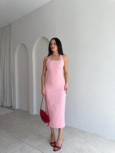 SİSU Midi Elbise 4003 - Pembe - 1