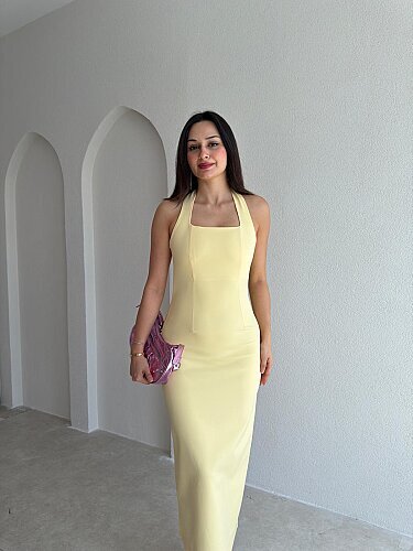 SİSU Midi Elbise 4003 - Sarı - 2