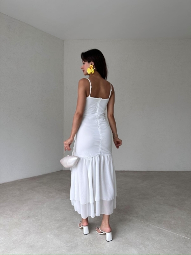SİVELLA Midi Elbise 6490 - Beyaz - 3
