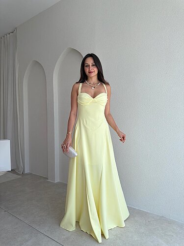 SMOOTH Maxi Elbise 1814 - Sarı 